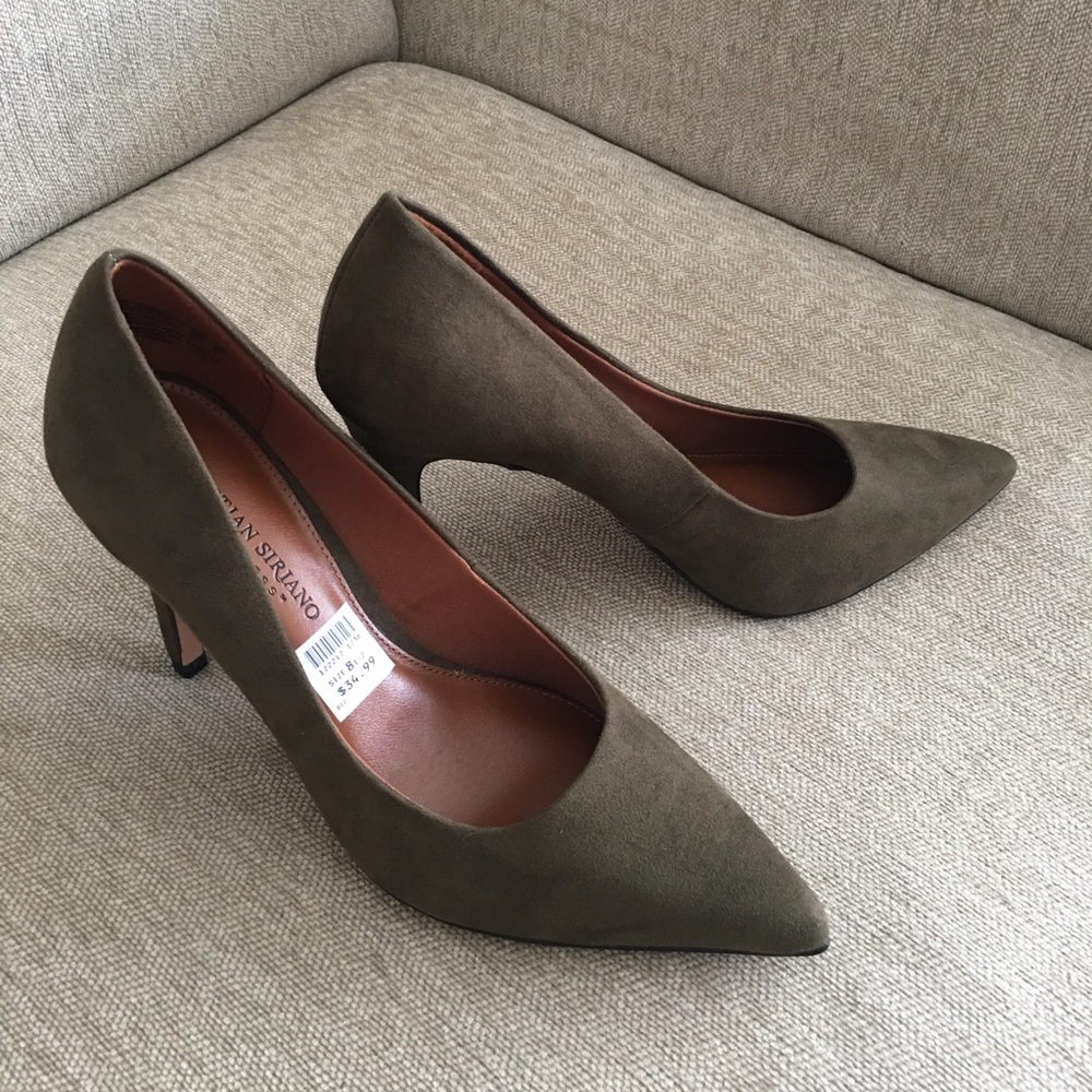 Christian Siriano Army Green Suede Pointed Heels
